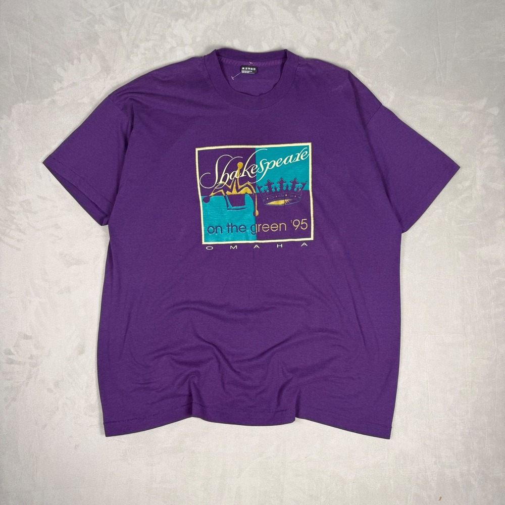 90s Mens Fruit of the Loom Shakespeare on the Green 1995 Graphic Tee XXL